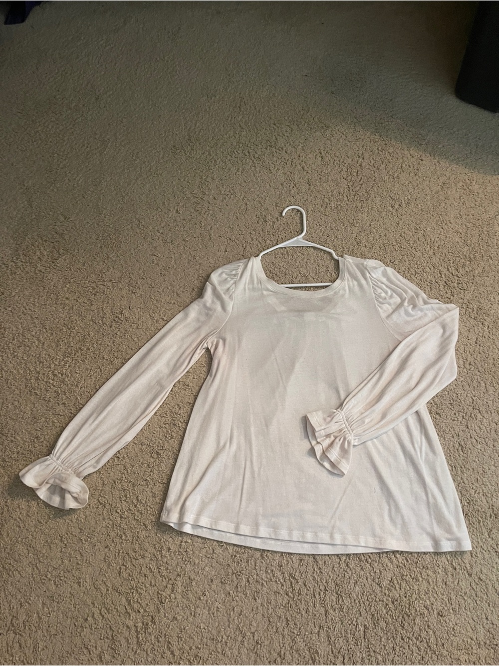 GAP Cream Long-Sleeve Top with Ruffle Cuffs